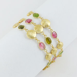 กำไลข้อมือทัวร์มาลีนชุบทองขายดีสำหรับผู้หญิง ของขวัญสุดหรูสำหรับงานแต่งงาน วันครบรอบ และงานปาร์ตี้ - Product Image 1