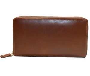 Large Capacity Luxury RFID Blocking Fashion Zipper Women's Wallet <b>Wristlet</b> Genuine Leather Purse Polyester Lining Brown Travel - Product Image 1