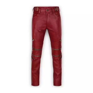 Fashionable <b>Men's</b> <b>Leather</b> <b>Pants</b> Slim Fit Comfortable Casual Waterproof Autumn Zipper Fly - Product Image 1