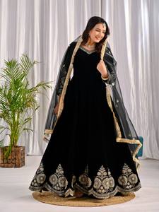 ANARKALI PENT Women's Modern Heavy Vichitra <b>Silk</b> Sequined Multi-Sequence Embroidery Regular Fit Length <b>Kurta</b> Party Quick Dry - Product Image 3
