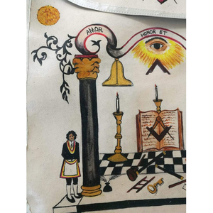 Tablier maçonnique personnalisé brodé en 3D, style classique, rouge, blanc, bordure dorée, accessoire de cérémonie pour franc-maçon - Product Image 6