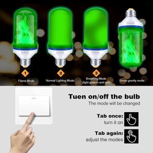 Ampoule LED verte à effet flamme, lampes d'ambiance intérieures améliorées pour porche avec barres scintillantes, bougies décoratives sans flamme et LED - Product Image 4