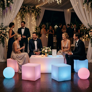 ชุดเฟอร์นิ<span class=keywords><strong>เ</strong></span>จอร์<span class=keywords><strong>เ</strong></span>รืองแสง LED ทันสมัย สำหรับกลางแจ้ง โต๊ะพร้อมเก้าอี้ 6 ตัว ลูกบอล 2 ลูก ให้เช่าสำหรับงานปาร์ตี้ งานแต่งงาน <span class=keywords><strong>สระ</strong></span>ว่ายน้ำ ไนท์คลับ - Product Image 2