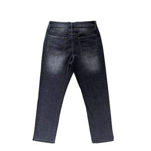 Jeans droits personnalisés pour hommes, style urbain, pour printemps-automne, 100 % coton, délavage foncé, décoration boutonnée, offre ODM - Product Image 2