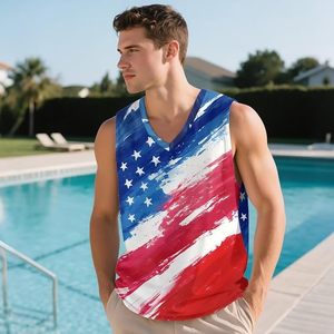 Camiseta sin mangas con cuello en V personalizada para hombre, de secado rápido, para gimnasio, entrenamiento deportivo - Product Image 1