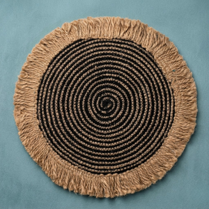 Handmade Jute <b>Table</b> <b>Mat</b> New Design Fringe Edge Eco-Friendly <b>Round</b> Dining Placemat for Home Hotel Use Bulk Supply Export Quality - Product Image 1