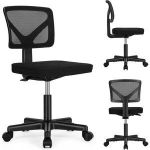 Silla Giratoria Ergonómica de Malla con Respaldo Bajo para Oficina Pequeña, Asiento Cómodo con Soporte Lumbar y Ruedas, Silla de Trabajo sin Brazos - Product Image 5