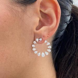 Pendientes de Aro con Diamantes en Forma de Pera, Pendientes de Diamantes Cultivados en Laboratorio, Pendientes de Aro con Corte de Pera, Pendientes de Lujo para Novia, Joyería Fina - Product Image 2