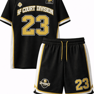 Ensemble de shorts de basketball surdimensionnés pour hommes, ensemble coordonné athlétique personnalisé avec t-shirt et short de style universitaire streetwear - Product Image 3