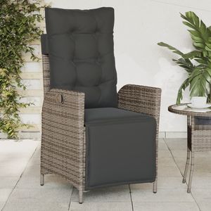 Ensemble de 2 chaises de jardin inclinables en rotin PE gris, design standard - Product Image 3