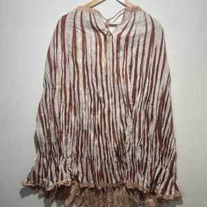 กระโปรงผ้าฝ้ายสีน้ำตาล 100% สำหรับผู้หญิง ลายพิมพ์ดอกไม้แบบแฮนด์บล็อก สวมใส่สบาย เหมาะสำหรับฤดูร้อน สไตล์ลำลองแต่ดูหรูหรา - Product Image 4