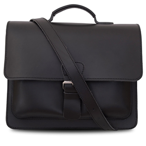 Sac messager unisexe en cuir noir uni avec sangle réglable et fermeture à boucle classique, idéal pour le bureau, durable, toutes saisons - Product Image 1