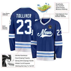 Camiseta de Hockey sobre Hielo Personalizada, Cuello en V, Malla 100% Poliéster, Impresión Sublimada, Absorbe la Humedad, Manga Larga, Unisex para Adultos - Product Image 2