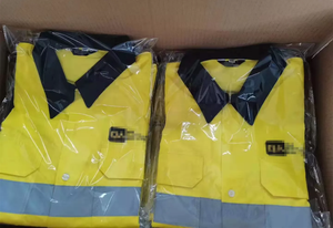 Ensemble de vêtements de travail haute visibilité pour hommes VITHAS INDUSTRY, jaune marine, polyester réfléchissant, pantalon et chemise uniformes, impression sérigraphique, sécurité - Product Image 4