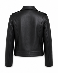 Wholesale Women Black PU Leather Motorcycle Jacket Asymmetric Zipper Lapel Collar Slim Fit Casual Streetwear Biker Outerwear - Product Image 2
