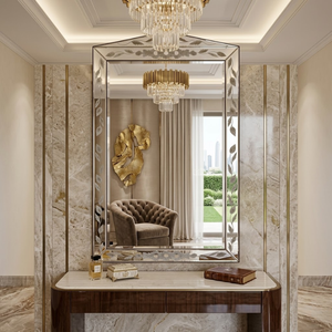 Espejo de Pared Barroco Veneciano Antiguo de Lujo |   Espejo Decorativo de Vidrio para Sala de Estar, Pasillo y Diseño Interior Clásico - Product Image 4