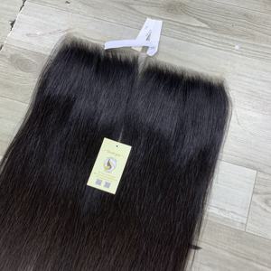 Vente en gros, livraison rapide, petites nœuds, closure en dentelle HD 5x5, cheveux vietnamiens naturels raides non traités pour femme noire - Product Image 2