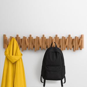 Barre horizontale en bois naturel faite à la main de qualité supérieure, auto-adhésive, antidérapante, moderne, écologique et durable pour vêtements et costumes - Product Image 4