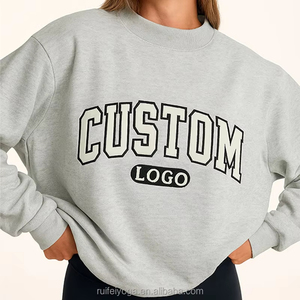 Solid Oversized Breathable Embroidered Sequined Fleece Mock Neck Streetwear 100% Cotton Regular Winter Autumn Customized Front - Product Image 5