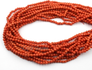 Perles de corail rouge italien naturel, forme ronde, perles de corail polies pour la création de bijoux, perles de corail méditerranéen, vente en gros - Product Image 1