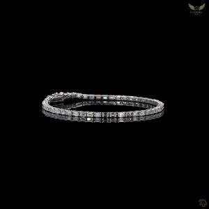 9K White <b>Gold</b> Lab Grown Diamond Luxury Emerald Cut Rhodium Plated Trendy Tennis Eternity <b>Bracelet</b> Women Custom Fine Jewelry - Product Image 4