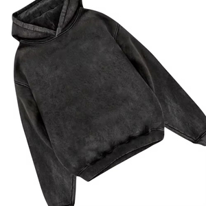 Sweat à capuche vintage délavé noir OEM pour hommes et femmes, 100 % coton, effet délavé à l'acide, coupe oversize, streetwear, automne, mode éco-responsable - Product Image 4