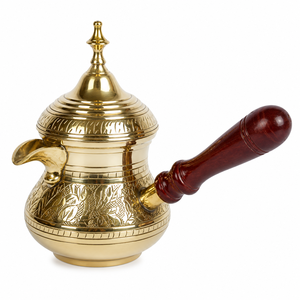 Cafetière turque, grecque, arabe en laiton gravé, pour cuisinière, Cezve Ibrik Briki - Product Image 1