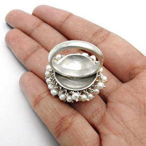 Natural White Pearls <b>Statement</b> <b>Ring</b> Crafted From 925 Sterling <b>Silver</b> Pretty Sun Flower Design Multi Pearls Bohemian Jewelry - Product Image 4