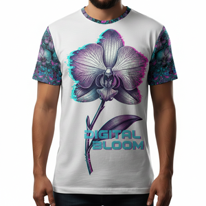 Camiseta Casual de Punto Sublimado de Alta Calidad con Estampado de Flor de Orquídea, Manga Corta de Poliéster, Diseño Gráfico Personalizado - Product Image 4