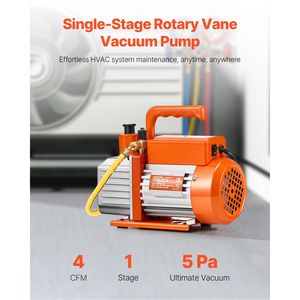 Pompa per vuoto rotativa a palette monostadio 4 CFM per sistemi HVAC R134a R22 R410a, kit di riparazione AC auto con olio e strumenti per officina - Product Image 2
