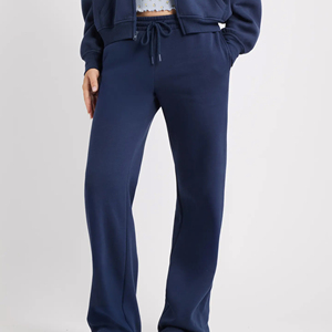 Custom Women's Winter Formal Fleece <b>Lined</b> Straight Jogger <b>Pants</b> 100% Cotton Elastic Waist Oversized Sweatpants Pockets - Product Image 3