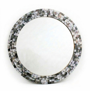 Round Decorative <b>MOP</b> Mirror 19 Inch Mother of Pearl <b>Wall</b> Mirror for Living Room Bedroom Bathroom Luxury Home Interior Accent - Product Image 2