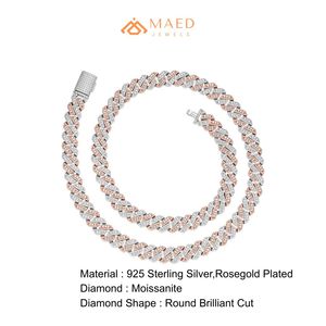 Collier chaîne cubaine de luxe en moissanite plaqué or rose, bijou tendance hip-hop, cadeau pour femmes et hommes - Product Image 6