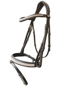 Brida de Cuero Inglés Premium para Caballo con Decoración de Diamantes de Imitación y Herrajes de Latón para Entrenamiento y Competición Ecuestre - Product Image 1