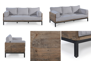 Canapé Arga, accents en bois de teck de haute qualité avec base en acier robuste, style rustique, canapé deux places, meubles polyvalents pour la maison ou l'hôpital - Product Image 6