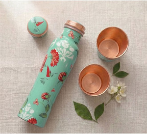 Wholesale best quality of Copper Water <b>Bottle</b> with set of two glasses with Private Label and Retail Packaging Service - Product Image 1