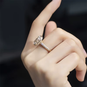 18K Yellow Gold Oval Cut 2 carat Lab Grown Diamond Classic Style Half Eternity Rings Wedding Jewelry Ring - Product Image 5