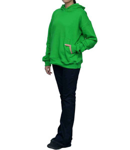 Sudadera con Capucha para Mujer al por Mayor, de Algodón y Poliéster Grueso, Color Verde, Fabricante OEM ODM, Logotipo Personalizado - Product Image 3