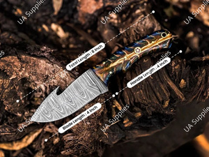 Couteau tactique à lame fixe en acier Damas OEM, pointe tombante, pour camping, chasse et survie, avec manche personnalisé - Product Image 4