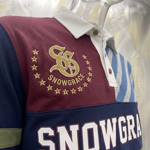 เสื้อสปอร์ตแขนยาว Snowgrace คอปกพับได้ ทรงปกติ สำหรับผู้ใหญ่ แบบยูนิเซ็กซ์  ผ้าเจอร์ซีย์สีบล็อก พิมพ์ลายโลโก้ด้านหน้า - Product Image 5