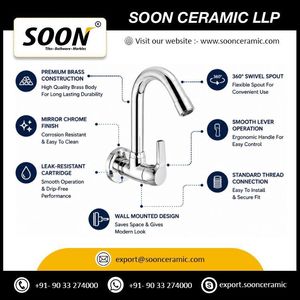 Sink Cock and <b>Swinging</b> Spout Brass Chrome Wall-Mounted 109 Pillar Cock <b>Single</b> Handle Modern Faucet Apartment Villa Hotel - Product Image 5