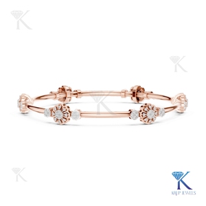 Elegant Diamond Flower Station <b>Bangle</b> 14K 18K <b>Solid</b> <b>Gold</b> Fine Women Luxury Cluster Jewelry Manufacturer Wholesale SupplieR - Product Image 5