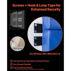 Imbottitura da Parete per Palestre 71 X 24 X 2 Pollici, Alta Densità, Resistente agli Strappi, per Campi da Basket, Rimovibile, Montaggio a Parete, per Sport Indoor - Product Image 4