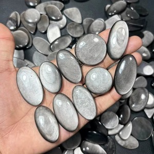 Lote al por Mayor de Cabujones Planos de Obsidiana Plateada Natural de Alta Calidad para la Fabricación de Joyas - Product Image 5