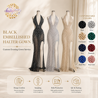 Robe de Soirée et de Club Élégante pour Femme, Sur Mesure, Luxueuse, Fendue, Ornée de Strass, Longueur Ras du Sol