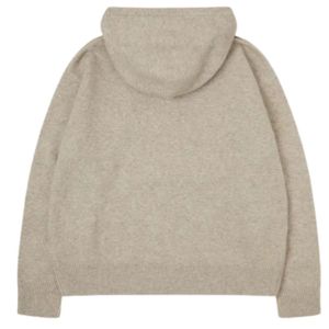 Sudadera con Capucha Beige de Punto con Cierre y Emblema, Sudadera Cómoda y Elegante para Hombre y Mujer, Perfecta para el Uso Diario y Casual - Product Image 2