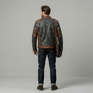 New Fashion <b>Men</b> Leather <b>Jacket</b> Zipper Style Real Leather <b>Jacket</b> for <b>Men</b> Best top quality Quality Leather <b>Jacket</b> Quality - Product Image 3