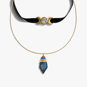 Collier en labradorite bleue naturelle, pendentif en pierre de cristal, bijoux pour femmes, style bohème, fabricant - Product Image 2