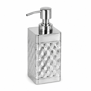 Diamond Pattern Glass <b>Soap</b> Dispenser <b>Refillable</b> Chrome Pump Liquid <b>Hand</b> Wash Bottle Modern Bathroom Accessories Wholesale - Product Image 1