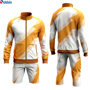 Ensemble de survêtement unisexe personnalisé à imprimé géométrique, veste zippée intégrale et pantalon, tenue décontractée pour le printemps, 100 % polyester, séchage rapide - Product Image 4